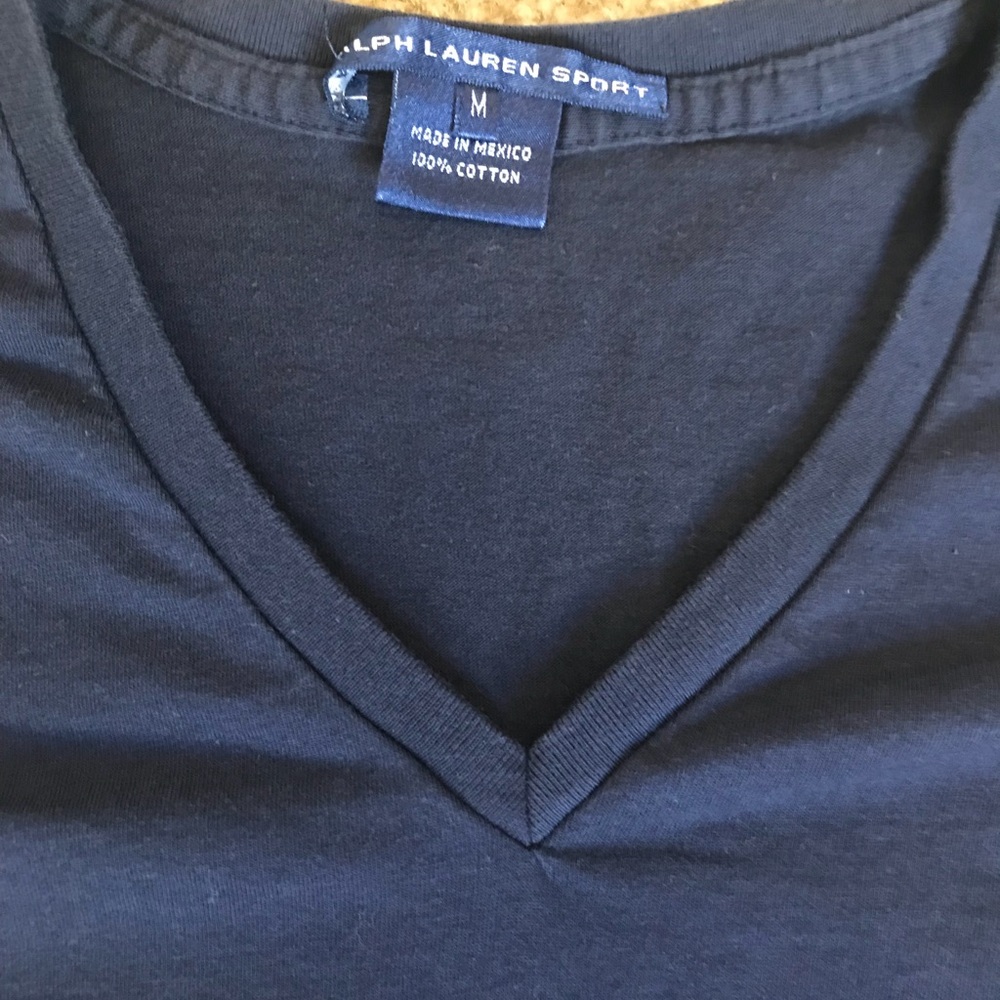 Ralph Lauren Navy Blue V-Neck Tee Shirt - Picture 2 of 3